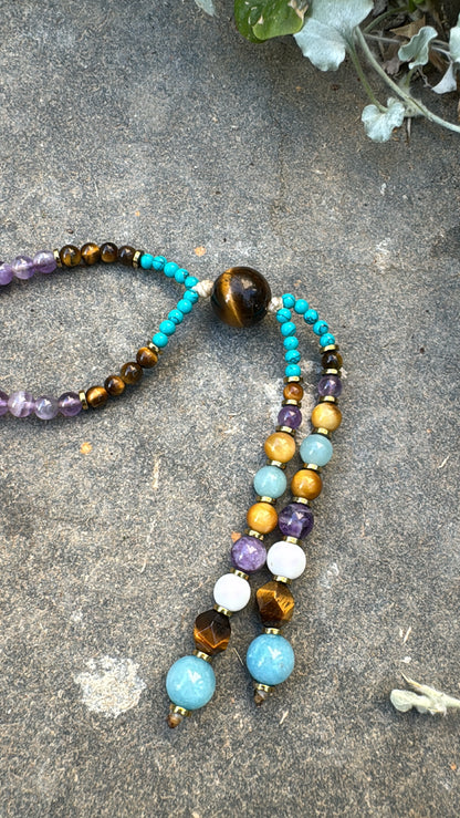 Long Amethyst Mala Necklace With Tassel