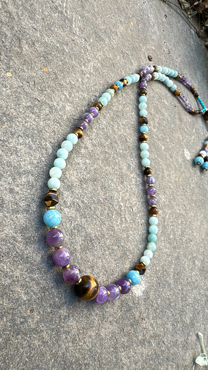 Long Amethyst Mala Necklace With Tassel