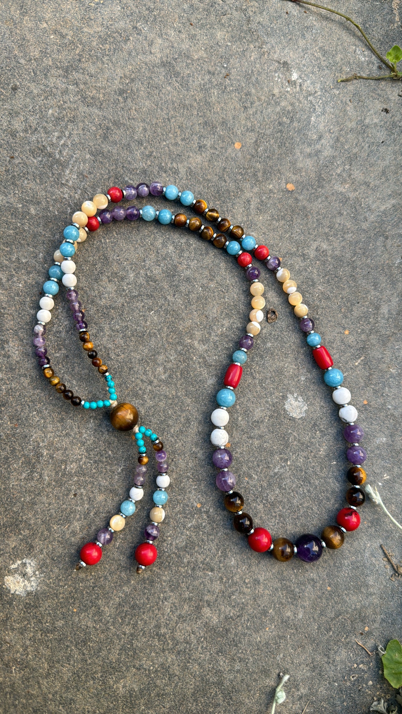 Long Amethyst Mala Necklace With Tassel