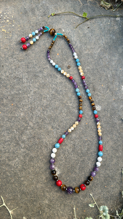 Long Amethyst Mala Necklace With Tassel